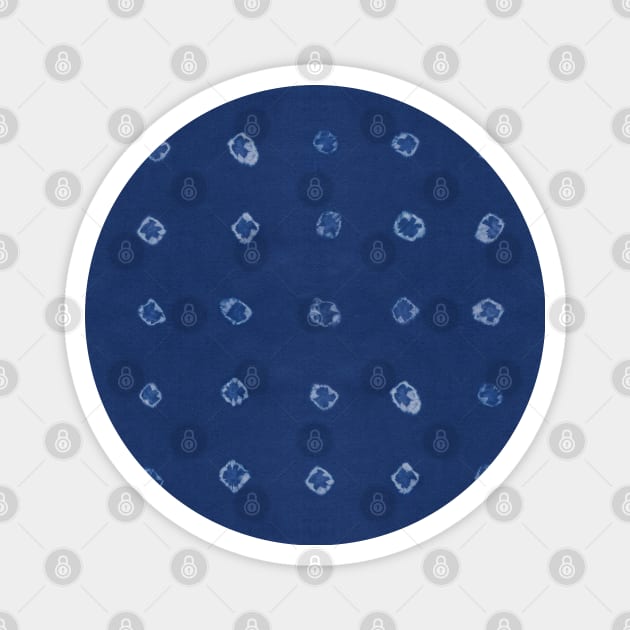 Shibori white dots over blue indigo background Magnet by marufemia